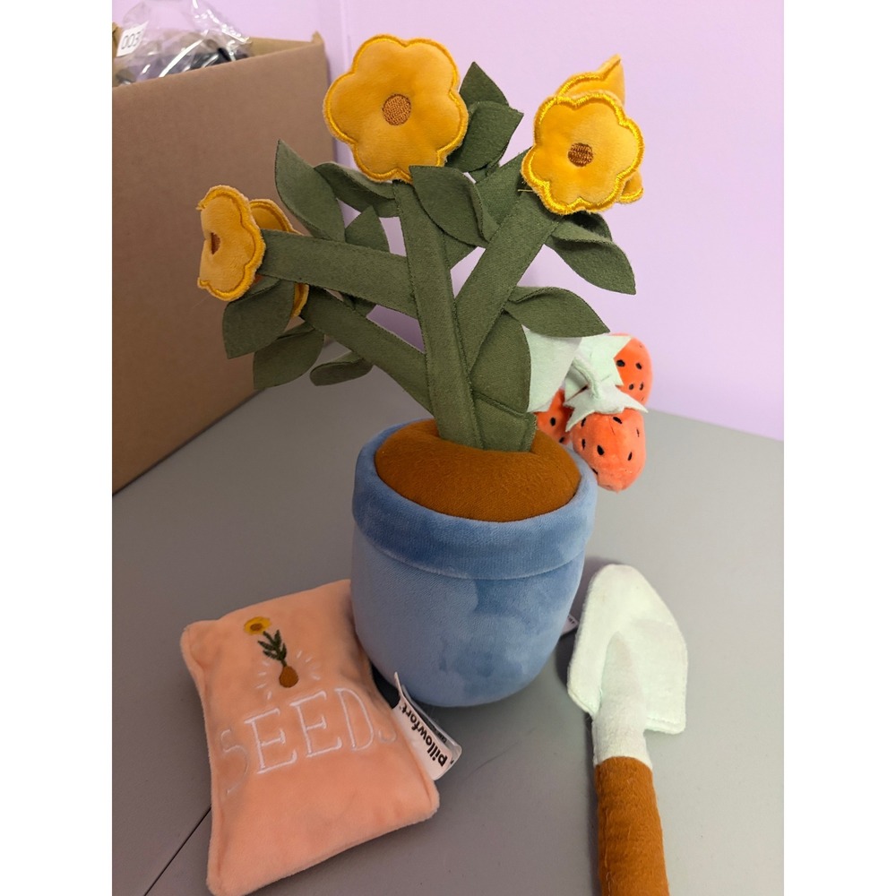 Pillowfort Plush Garden Play Set Potted Plant Flowers Seeds Shovel